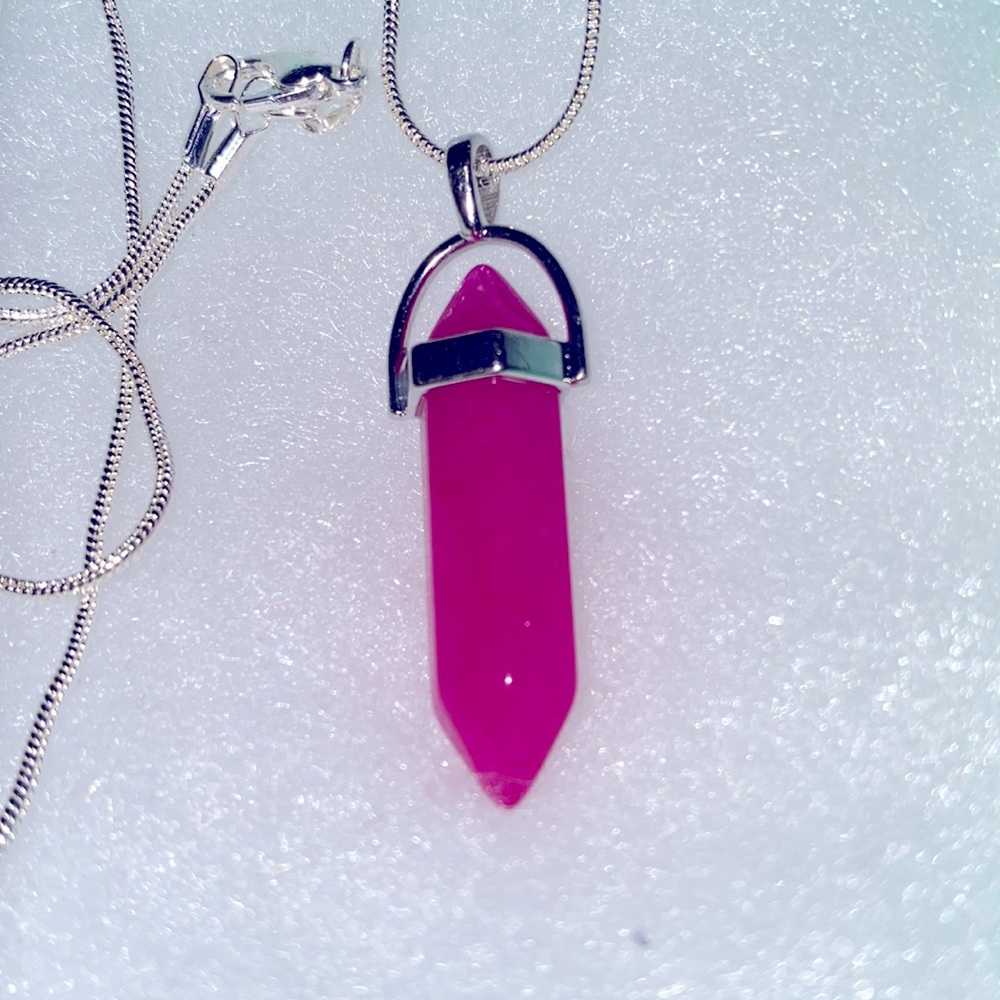 Watermelon Tourmaline Sterling Silver 24” Necklace